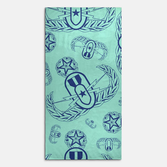 Print On Demand - Beach Towel - "EOD Badges x 3" Blues